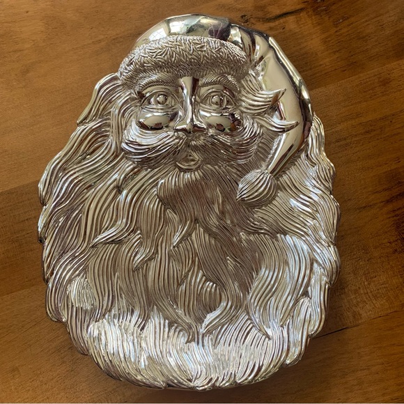 Vintage silver-plated zinc Santa Claus candy/trinket tray - Picture 1 of 3